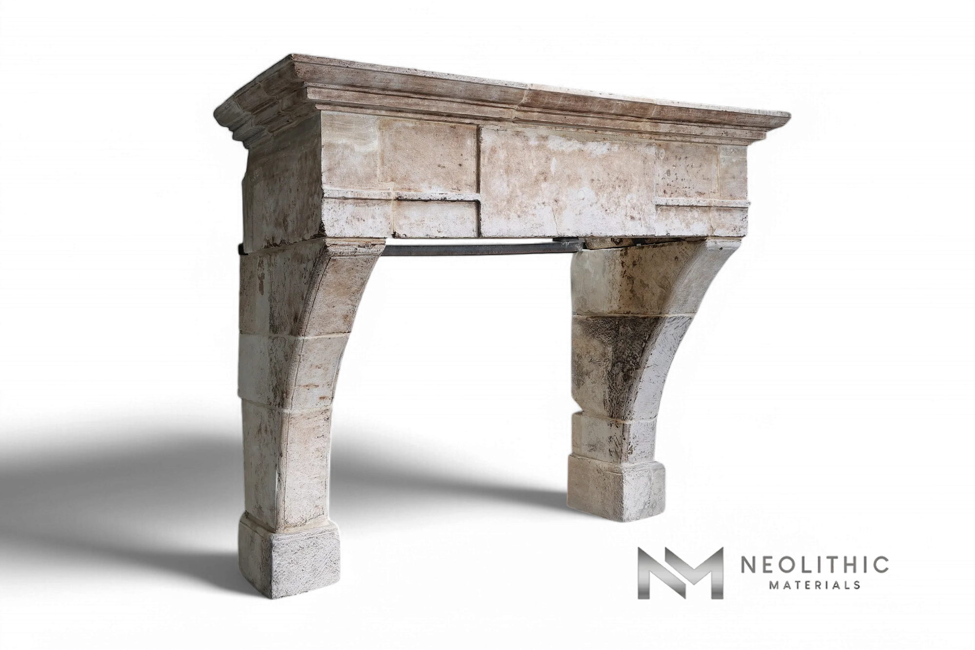 Antique Mediterranean Limestone Fireplace Mantel Louis XIII Style - Image 2